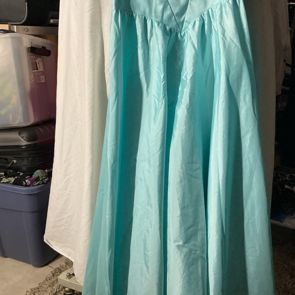 Vintage 60’s  Alyce Designs Aqua Puff Sleeve Satin Dress - Picture 2 of 6